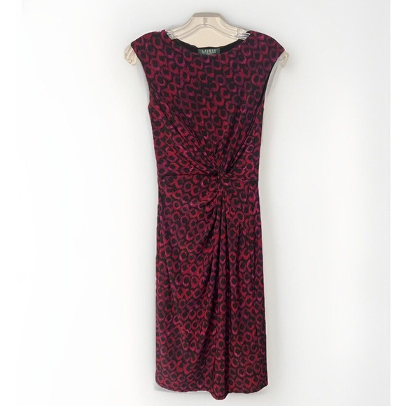 Lauren Ralph Lauren Cheetah Print Purple Red Sleeveless Cocktail‎ Dress, Size 0 - Picture 1 of 7